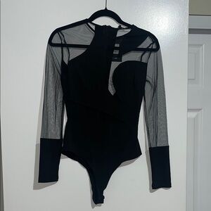 Fashion Nova Black and White Sheer Bodysuit